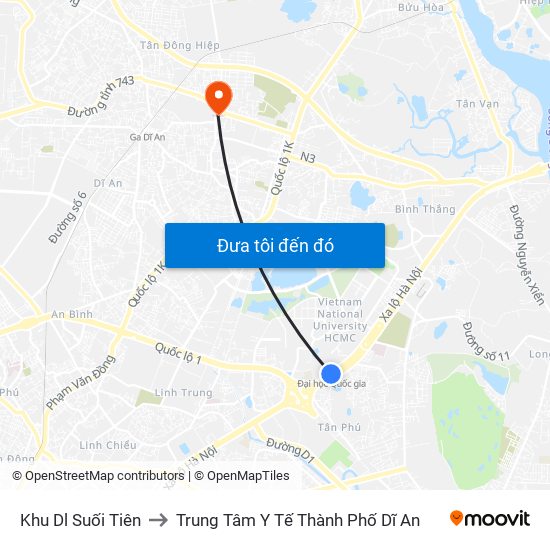 Khu Dl Suối Tiên to Trung Tâm Y Tế Thành Phố Dĩ An map