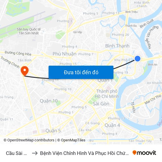 Cầu Sài Gòn to Bệnh Viện Chỉnh Hình Và Phục Hồi Chức Năng map