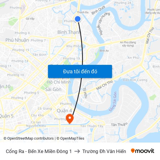 Cổng Ra - Bến Xe Miền Đông 1 to Trường Đh Văn Hiến map