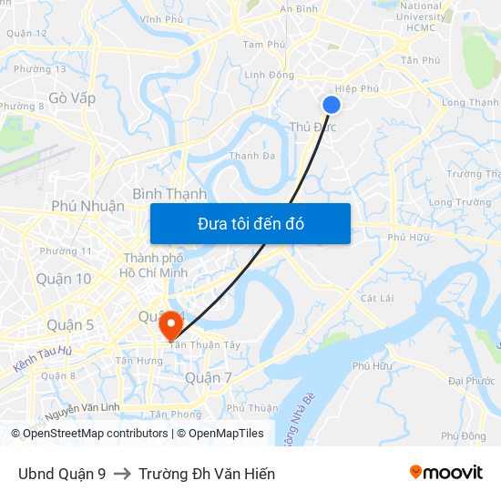 Ubnd Quận 9 to Trường Đh Văn Hiến map