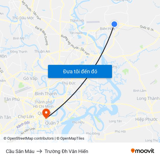 Cầu Săn Máu to Trường Đh Văn Hiến map