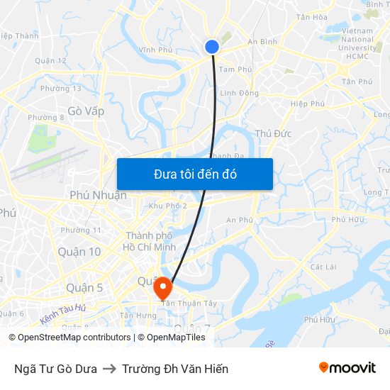 Ngã Tư Gò Dưa to Trường Đh Văn Hiến map