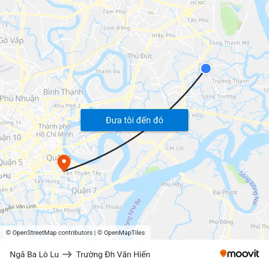 Ngã Ba Lò Lu to Trường Đh Văn Hiến map