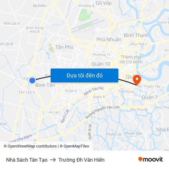 Nhà Sách Tân Tạo to Trường Đh Văn Hiến map