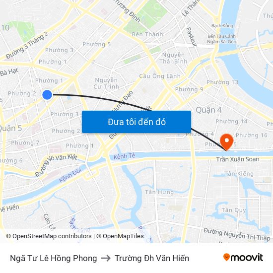 Ngã Tư Lê Hồng Phong to Trường Đh Văn Hiến map