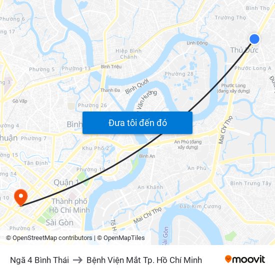Ngã 4 Bình Thái to Bệnh Viện Mắt Tp. Hồ Chí Minh map