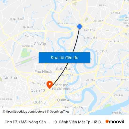 Chợ Đầu Mối Nông Sản Thủ Đức to Bệnh Viện Mắt Tp. Hồ Chí Minh map