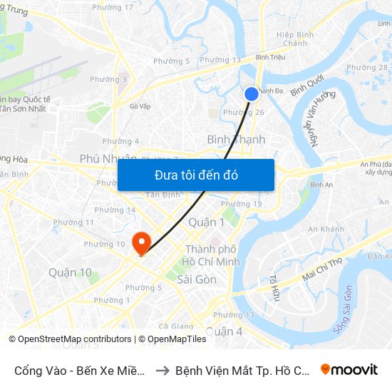 Cổng Vào - Bến Xe Miền Đông to Bệnh Viện Mắt Tp. Hồ Chí Minh map