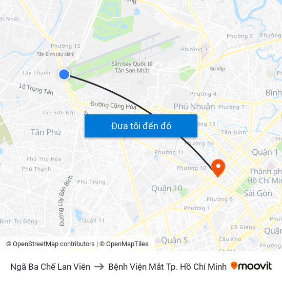 Ngã Ba Chế Lan Viên to Bệnh Viện Mắt Tp. Hồ Chí Minh map