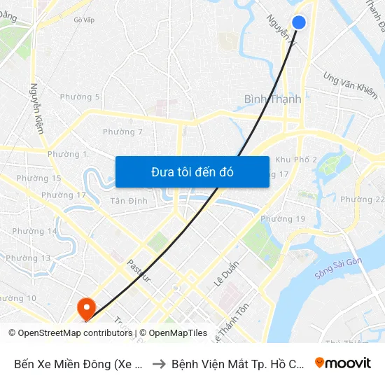 Bến Xe Miền Đông (Xe Khách) to Bệnh Viện Mắt Tp. Hồ Chí Minh map