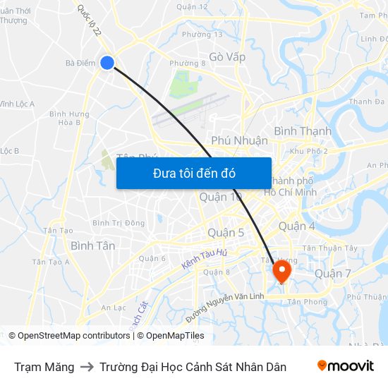 Trạm Măng to Trường Đại Học Cảnh Sát Nhân Dân map