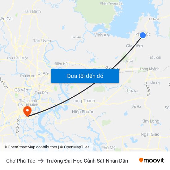Chợ Phú Túc to Trường Đại Học Cảnh Sát Nhân Dân map