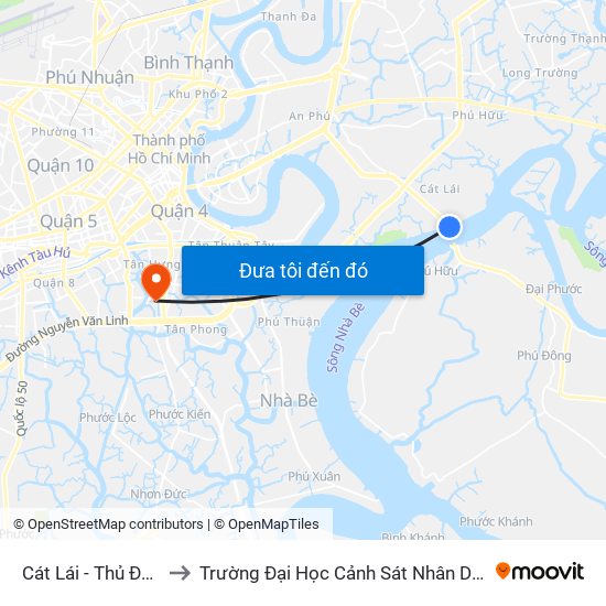 Cát Lái - Thủ Đức to Trường Đại Học Cảnh Sát Nhân Dân map