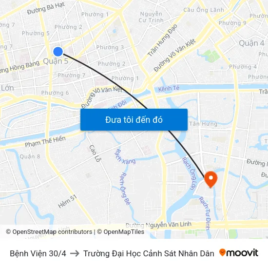Bệnh Viện 30/4 to Trường Đại Học Cảnh Sát Nhân Dân map