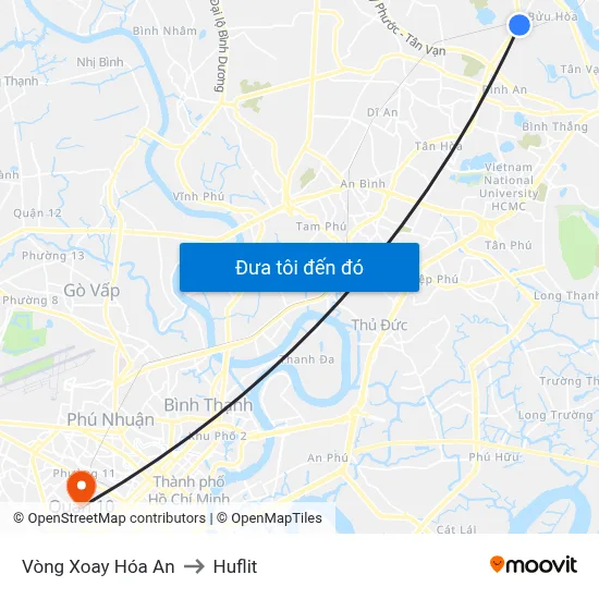 Vòng Xoay Hóa An to Huflit map
