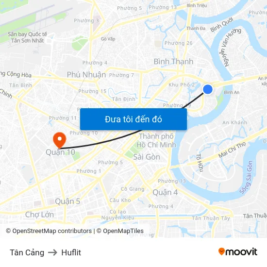 Tân Cảng to Huflit map