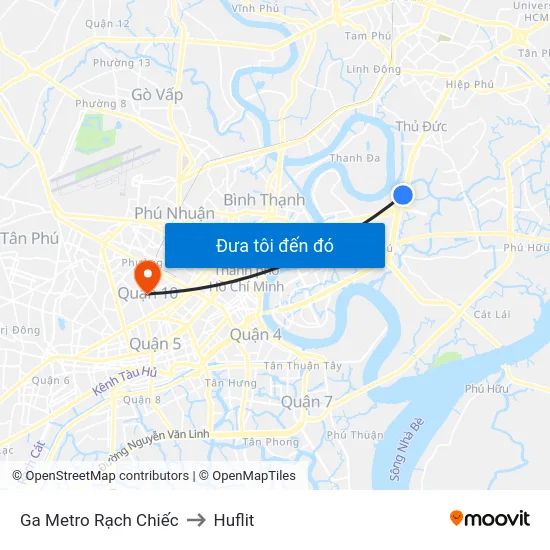Ga Metro Rạch Chiếc to Huflit map