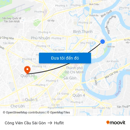 Công Viên Cầu Sài Gòn to Huflit map