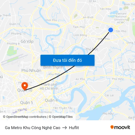 Ga Metro Khu Công Nghệ Cao to Huflit map