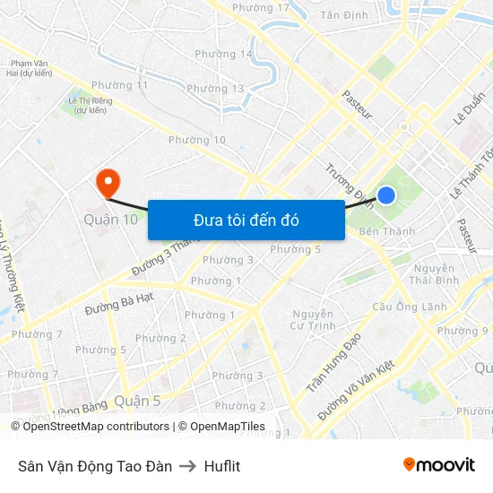 Sân Vận Động Tao Đàn to Huflit map