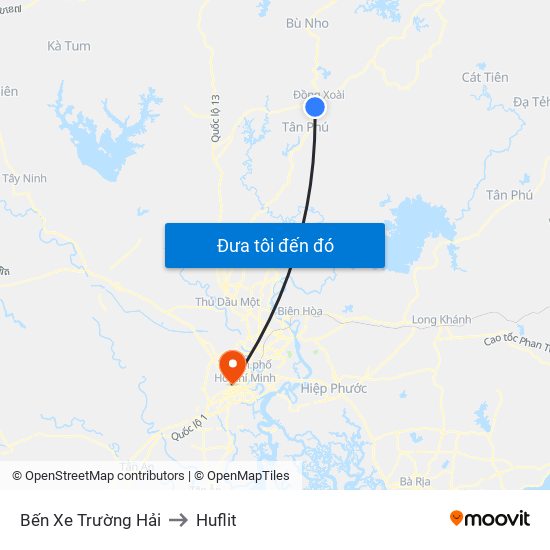 Bến Xe Trường Hải to Huflit map