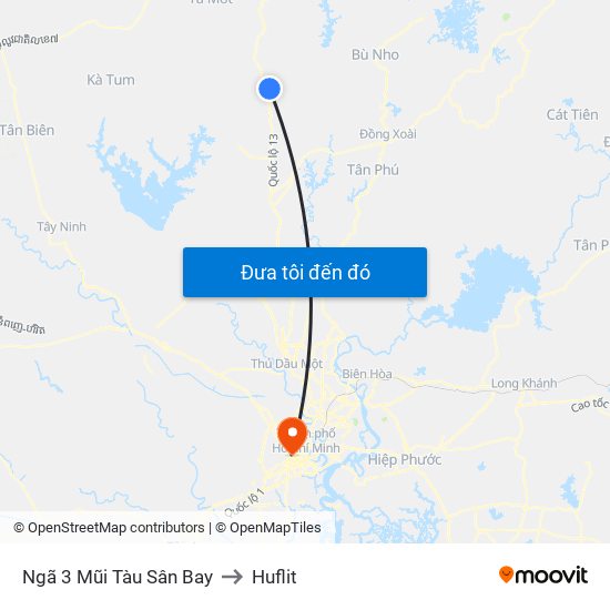 Ngã 3 Mũi Tàu Sân Bay to Huflit map