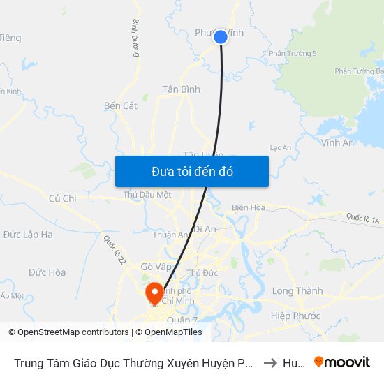 Trung Tâm Giáo Dục Thường Xuyên Huyện Phú Giáo to Huflit map