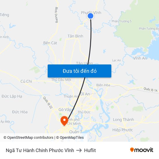 Ngã Tư Hành Chính Phước Vĩnh to Huflit map