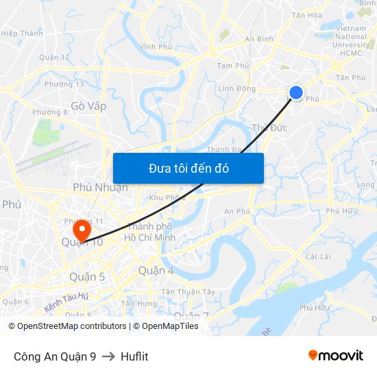 Công An Quận 9 to Huflit map