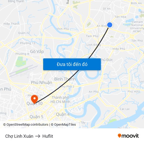 Chợ Linh Xuân to Huflit map