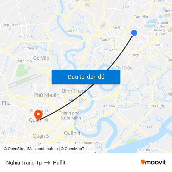 Nghĩa Trang Tp to Huflit map