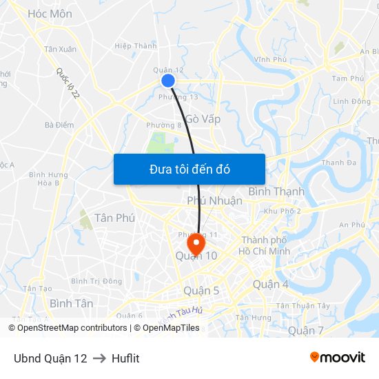 Ubnd Quận 12 to Huflit map