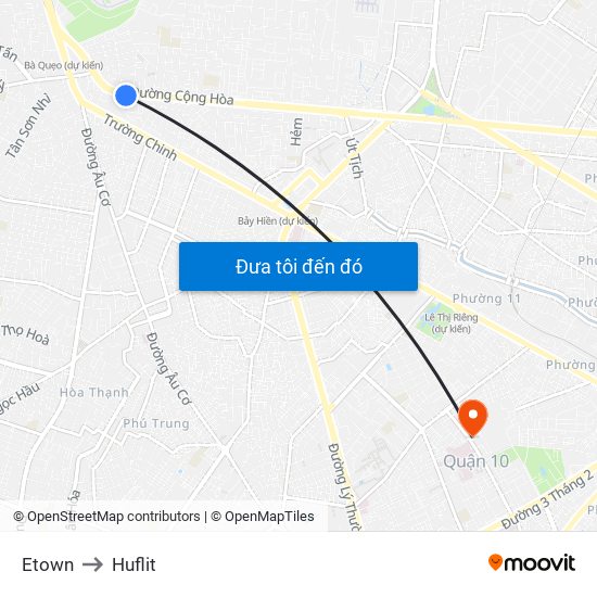 Etown to Huflit map