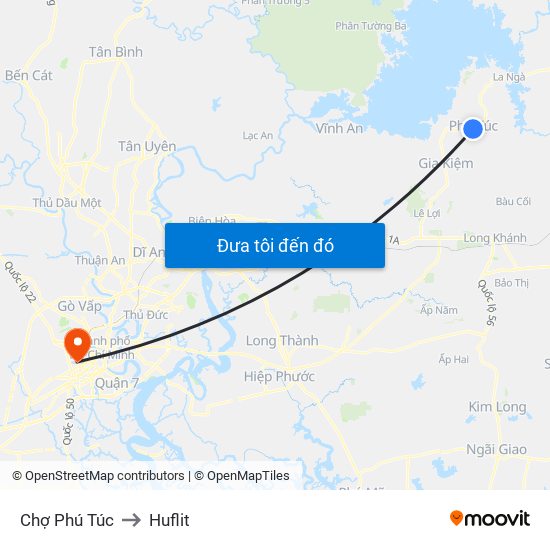 Chợ Phú Túc to Huflit map