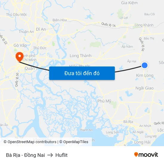 Bà Rịa - Đồng Nai to Huflit map