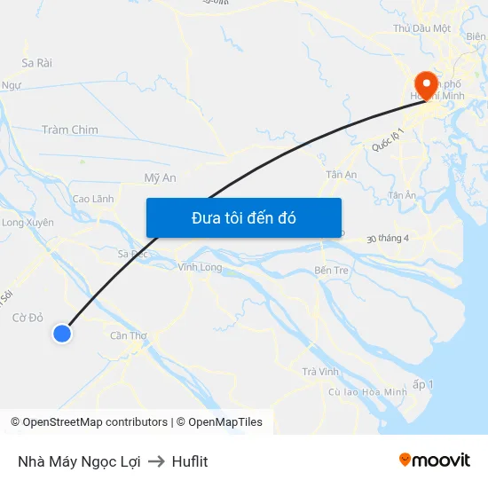 Nhà Máy Ngọc Lợi to Huflit map
