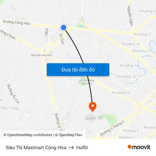 Siêu Thị Maximart Cộng Hòa to Huflit map