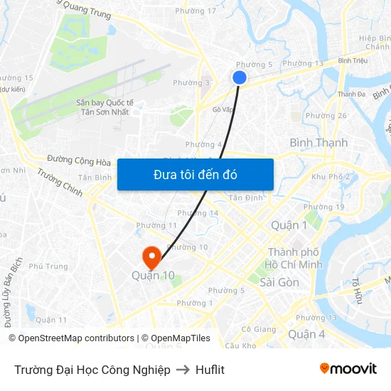 Trường Đại Học Công Nghiệp to Huflit map