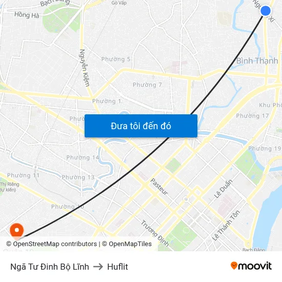 Ngã Tư Đinh Bộ Lĩnh to Huflit map