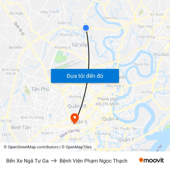 Bến Xe Ngã Tư Ga to Bệnh Viện Phạm Ngọc Thạch map