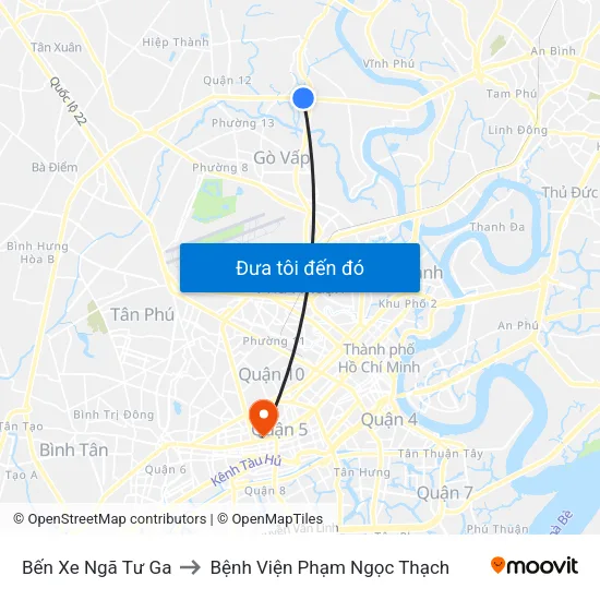 Bến Xe Ngã Tư Ga to Bệnh Viện Phạm Ngọc Thạch map