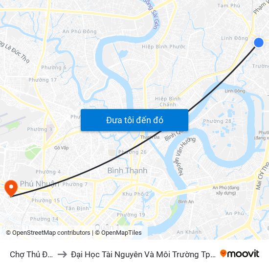 Chợ Thủ Đức to Đại Học Tài Nguyên Và Môi Trường Tphcm map