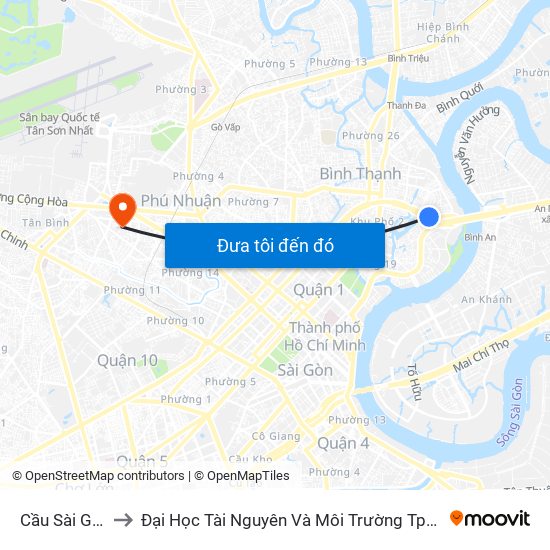 Cầu Sài Gòn to Đại Học Tài Nguyên Và Môi Trường Tphcm map