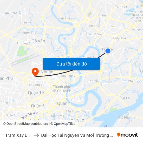 Trạm Xây Dựng to Đại Học Tài Nguyên Và Môi Trường Tphcm map