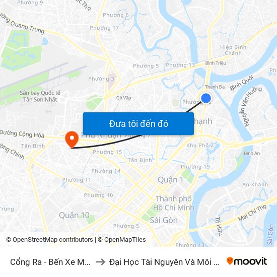 Cổng Ra - Bến Xe Miền Đông 1 to Đại Học Tài Nguyên Và Môi Trường Tphcm map