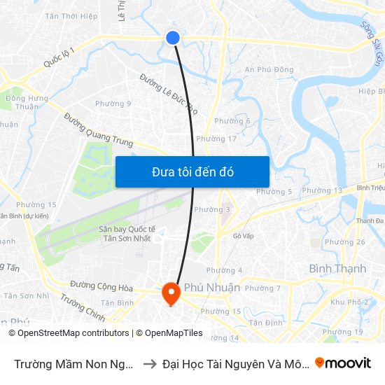 Trường Mầm Non Ngôi Nhà Trẻ Thơ to Đại Học Tài Nguyên Và Môi Trường Tphcm map