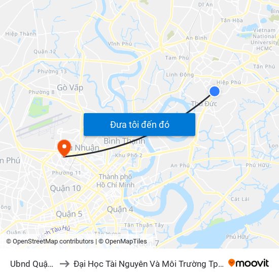 Ubnd Quận 9 to Đại Học Tài Nguyên Và Môi Trường Tphcm map