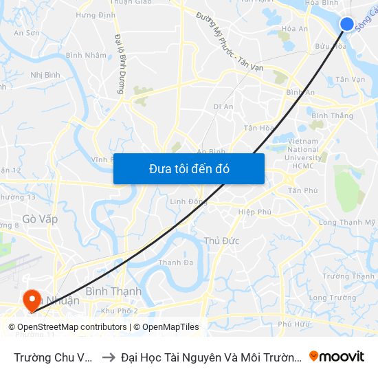 Trường Chu Văn An to Đại Học Tài Nguyên Và Môi Trường Tphcm map