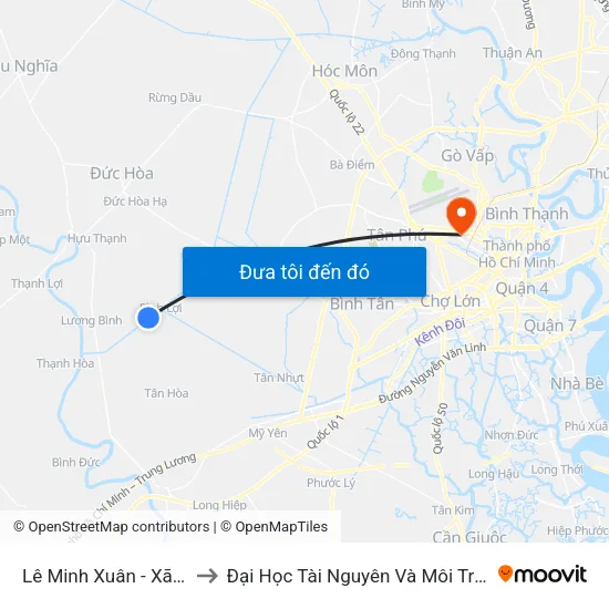 Lê Minh Xuân - Xã Bình Lợi to Đại Học Tài Nguyên Và Môi Trường Tphcm map