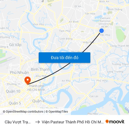 Cầu Vượt Trạm 2 to Viện Pasteur Thành Phố Hồ Chí Minh map